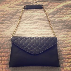 J. Crew black leather shoulder bag/clutch